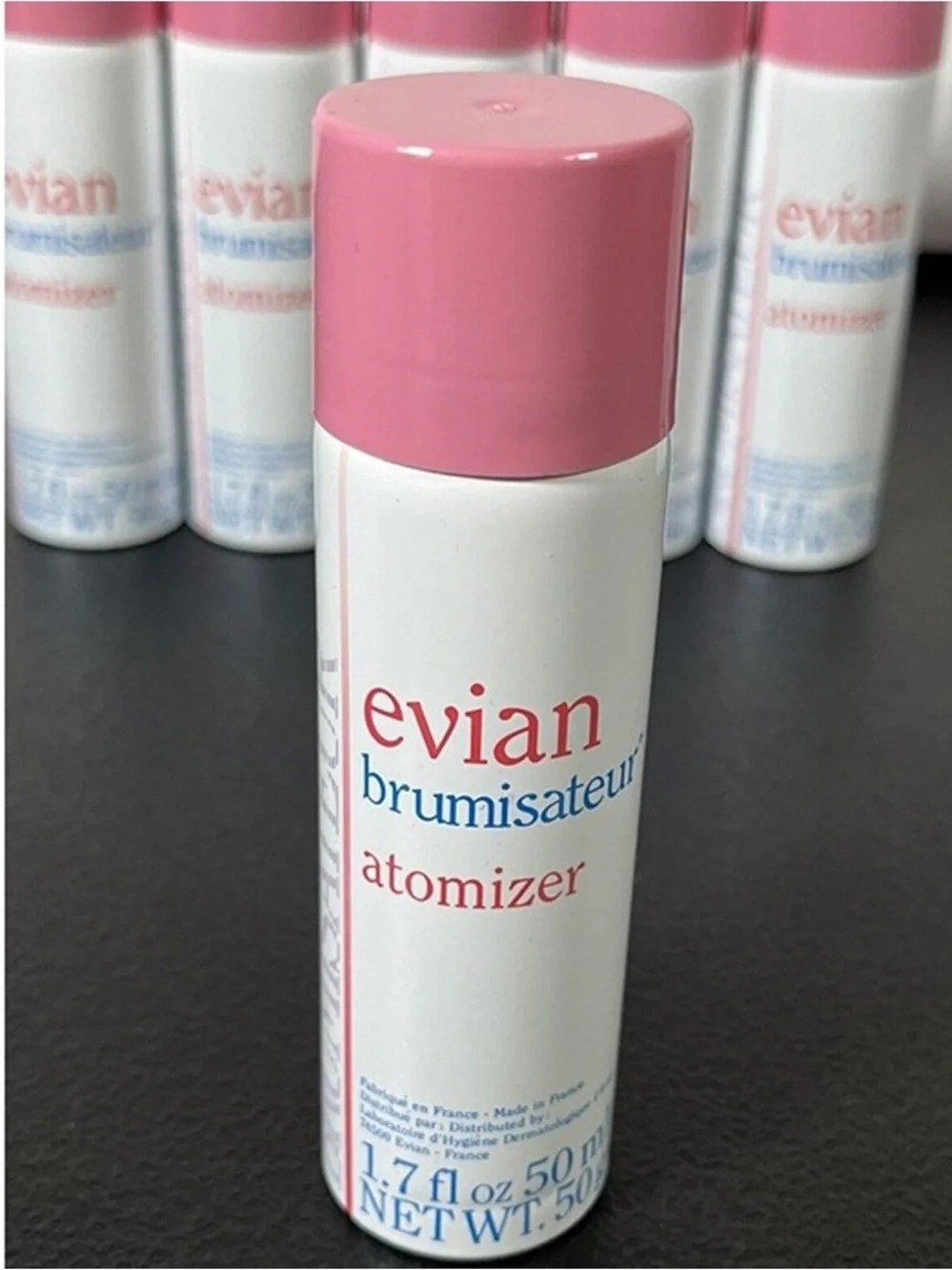 RARE VINTAGE 1980s Evian Brumisateur Atomizer Spray White Pink NEW 6 Pc Set